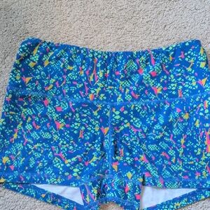 Fleo Blue Patterned Women's Athletic Shorts